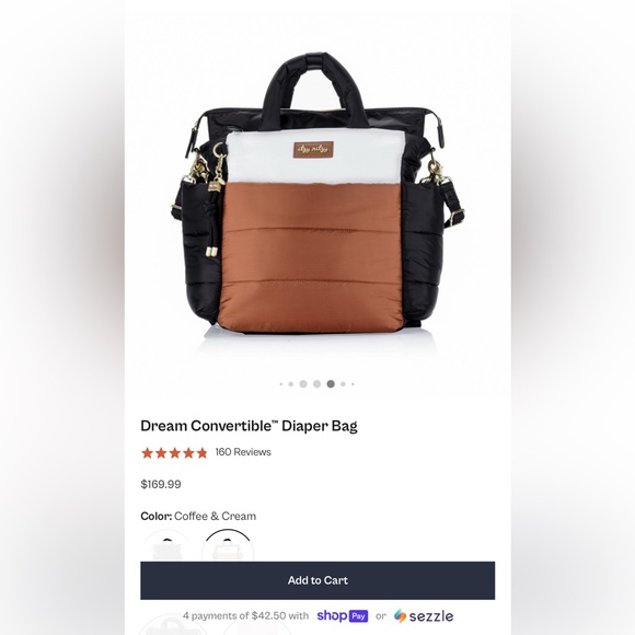 Convertible Diaper Bag - Black Brown and White